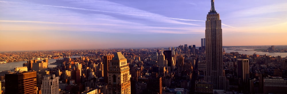 Panoramic view of New York City skyline with Empire State Building Manhattan NY Canvas Art - Panoramic Images (36 x 12)