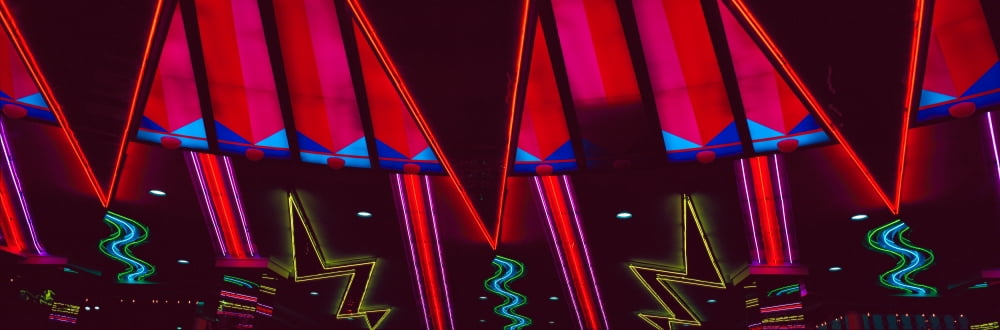 Panoramic view of New York New York hotel and casino and neon lights Las Vegas NV Canvas Art - Panoramic Images (27 x 9)