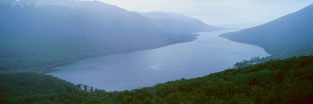 Panoramic view of Ushuaia Tierra del Fuego National Park and Andes Mountains Argentina Canvas Art - Panoramic Images (36 x 12)