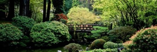 Panoramic view of a garden Japanese Garden Washington Park Portland Oregon Canvas Art - Panoramic Images (36 x 13)
