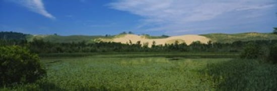 Panoramic view of a lake Sleeping Bear Dunes National Lakeshore Michigan USA Canvas Art - Panoramic Images (36 x 12)