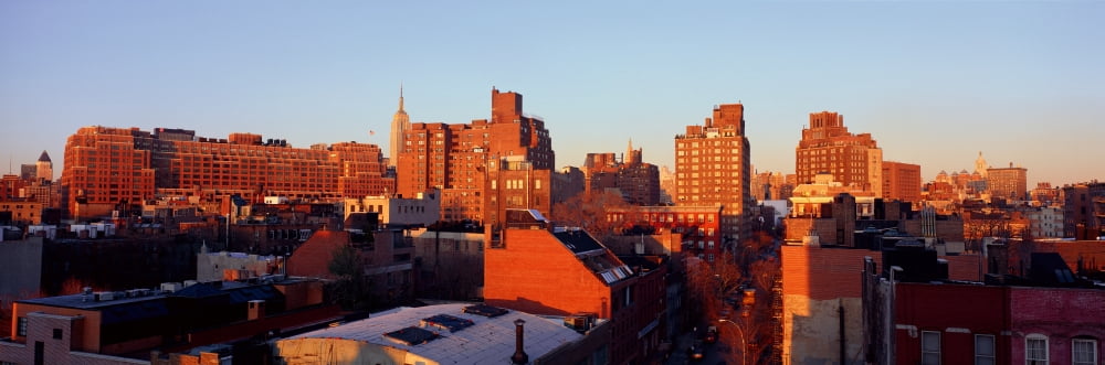 Panoramic view of lower east side of Manhattan New York City New York skyline near Greenwich Village Canvas Art - Panoramic Images (27 x 9)