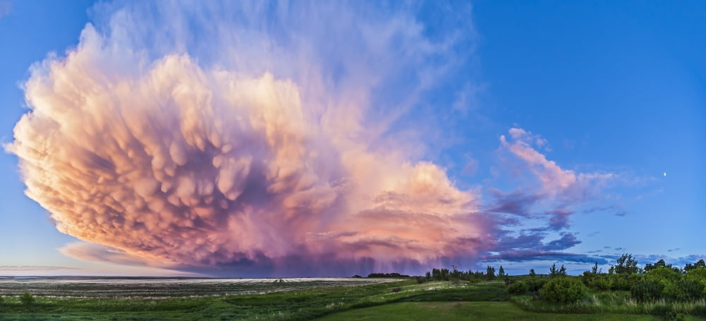 Panoramic view of mammatocumulus clouds Alberta Canada Canvas Art - Alan DyerStocktrek Images (42 x 20)
