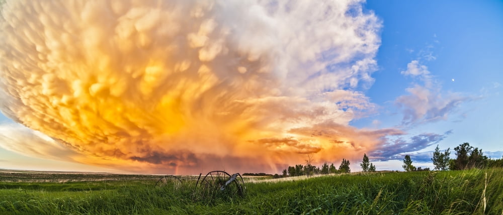 Panoramic view of mammatocumulus clouds Alberta Canada Canvas Art - Alan DyerStocktrek Images (43 x 19)