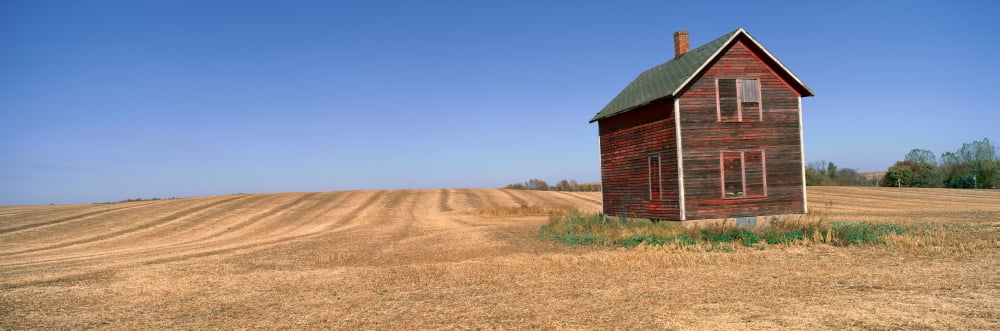 Panoramic view of old farm building in rural Battle Lake Minnesota Canvas Art - Panoramic Images (27 x 9)