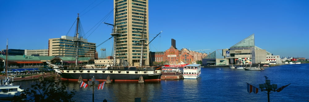 Panoramic view of the USS Constitution in Inner Harbor Baltimore MD Canvas Art - Panoramic Images (36 x 12)
