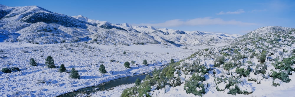 Panoramic view of winter snow in the Los Padres National Forest Wilderness area known as the Sespe California Canvas Art - Panoramic Images (27 x 9)