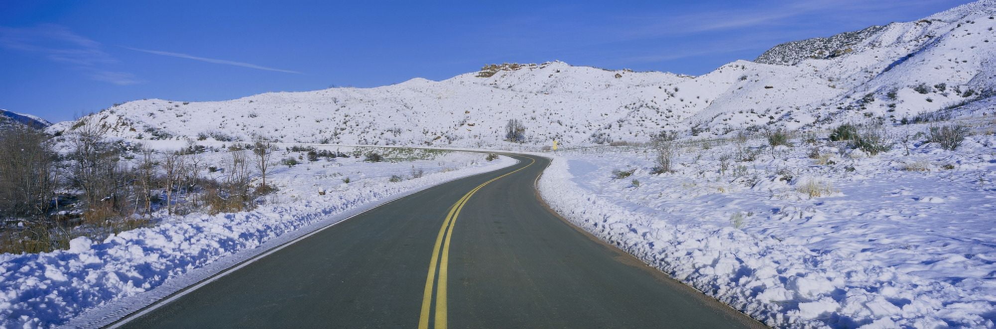 Panoramic view of winter snow along Route 33 in the Los Padres National Forest Wilderness area known as the Sespe California Canvas Art - Panoramic Images (27 x 9)