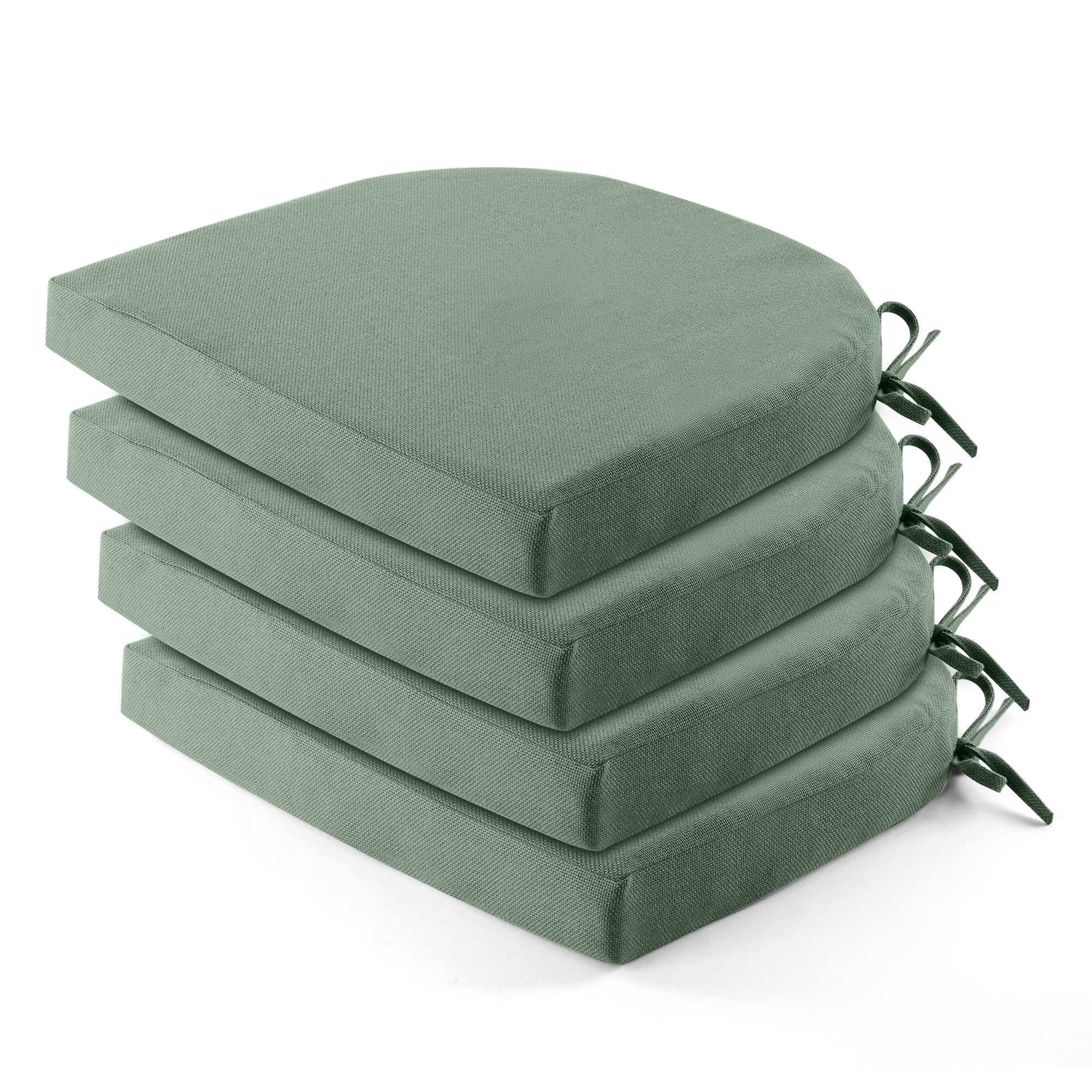 Panpaddle Patio Chair Cushions Set of 4, Waterproof Seat Cushions with Ties for Outdoor Furniture, Garden, Deck & Backyard, Green, 17" x 16" x 2"