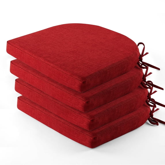 Panpaddle Outdoor Seat Pads Seat Cushions 4-Piece Solid Waterproof Patio Seat Chair Cushions 17"X16"X2" Rounded Square Patio Cushions, Wine Red, Set of 4