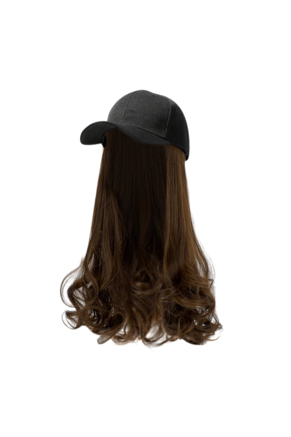 Panpant Baseball Cap, Baseball Cap With Hair Extensions Synthetic Hair Wig Baseball Hat With Hair Attached Long Pear Roll Adjustable Hairpiece C One Size