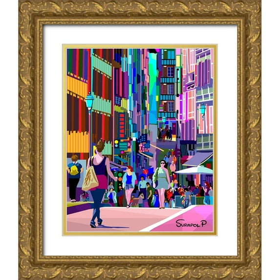 Pansanit, Surapol 15x18 Gold Ornate Wood Framed with Double Matting Museum Art Print Titled - Street Fashion