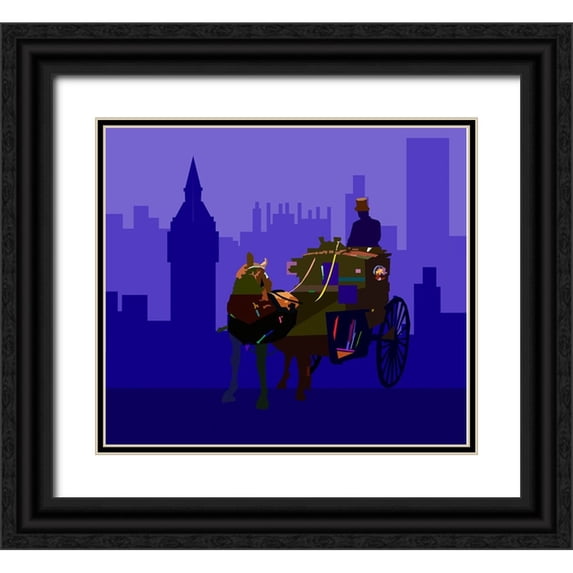 Pansanit, Surapol 17x15 Black Ornate Wood Framed with Double Matting Museum Art Print Titled - Horse Carriage