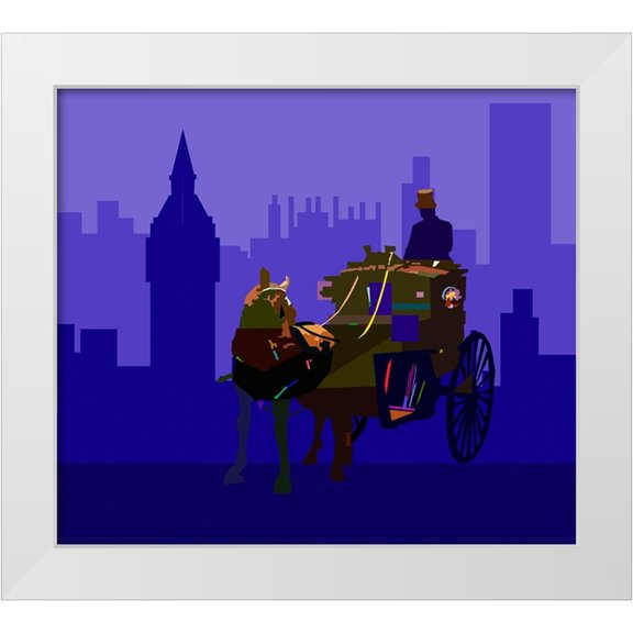 Pansanit, Surapol 29x26 White Modern Wood Framed Museum Art Print Titled - Horse Carriage