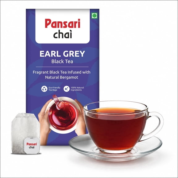 Pansari Earl Grey Black Tea – 100 Individually Wrapped Teabags, Smooth & Robust - Pure Caffeinated Darjeeling Black Tea, Enjoy Hot or Iced