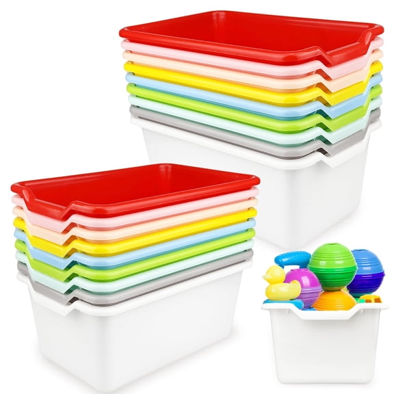 Pansente 18 PCS Plastic Classroom Bins, Bulk Book Bins, Multi Functional Toy Box, Books Binss For Classrooms Suitable For School Classrooms Office Home Book Storage