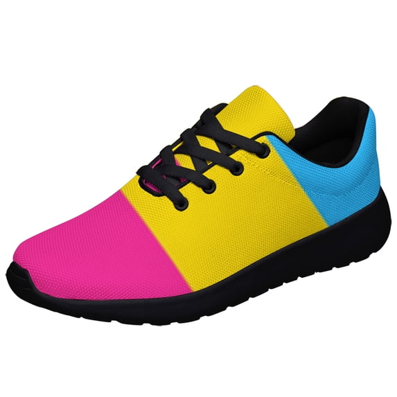 Pansexual Flag Shoes Mens Womens Running Sneakers Mesh Breathable Jogging Walking Shoes Black Size 7.5
