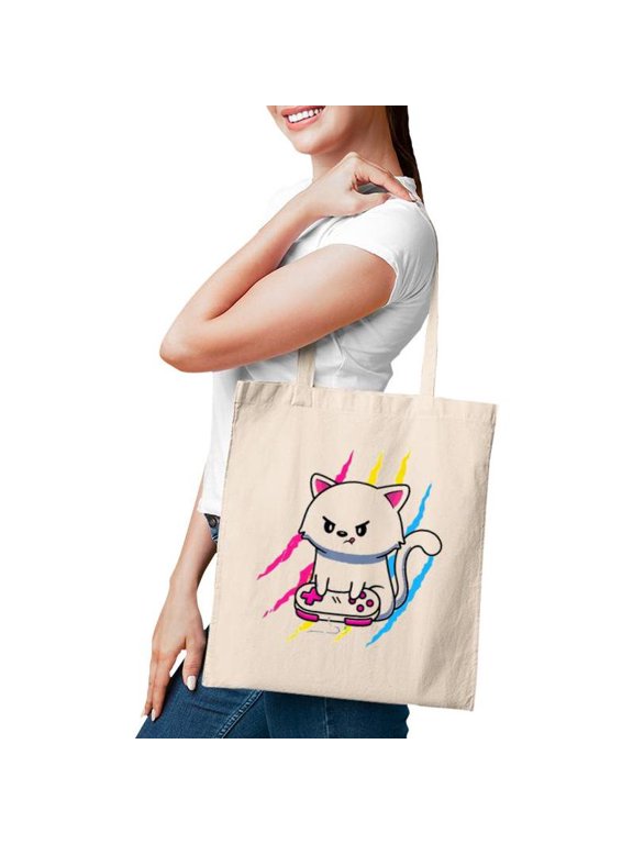 Pansexual Gaymer Geek Pride Lgbt Video Game Lover Gift Cat Tote Bags
