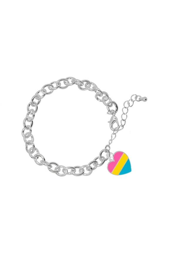 Pansexual LGBTQ Pride Heart Chunky Charm Bracelets