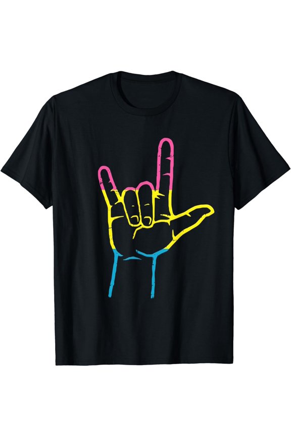Pansexual Pride Rock Hand LGBT-Q Ally Pan Flag Men Women T-Shirt
