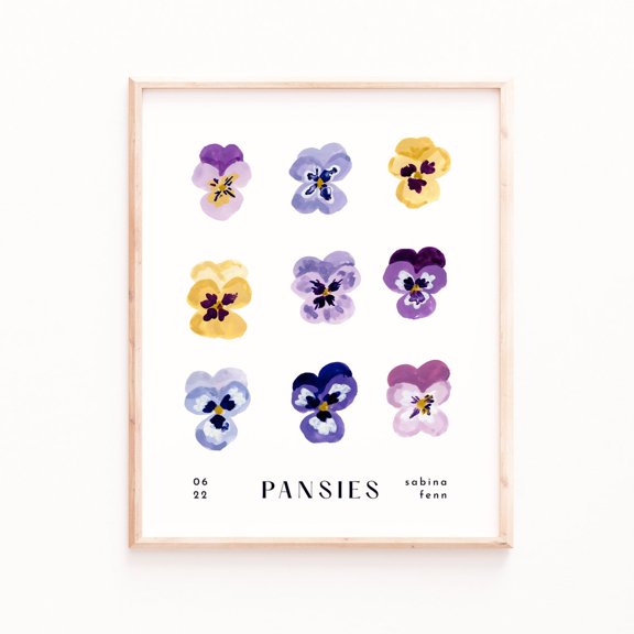 Pansies Floral Art HandPainted Gouache