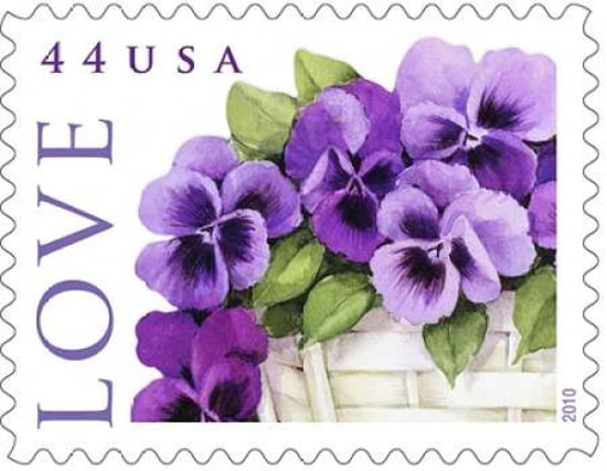 Pansies In A Basket Canvas Art - US POSTAL SERVICE (22 x 28)