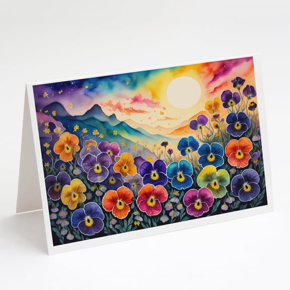 Pansies in Color Greeting Cards and Envelopes Pack of 8 7 in x 5 in