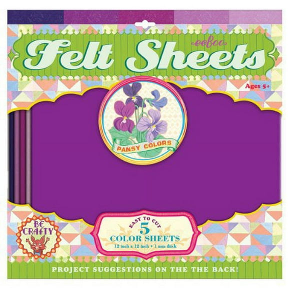Pansy Colors Purple Felt Sheets, 5 sheets, by eeBoo