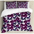 thumbnail image 1 of Pansy Duvet Cover Set, Violet Blossoms Pattern Flowering Petals of Garden Art Spring Meadow Art, Decorative 3 Piece Bedding Set with 2 Pillow Shams, King Size, Multicolor and White, by Ambesonne, 1 of 3