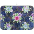 thumbnail image 1 of Pansy Floral Dish Drying Mat for Kitchen Counter, Ultra Absorbent Reversible Microfiber Dishes Drying Rack Pad Heat-resistant Mats 18x24in, 1 of 7