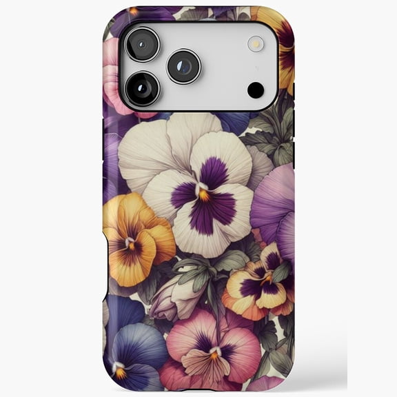 Pansy Flower Floral Nature Art iPhone Case 17 16 15 14 13 12 11 Pro Max