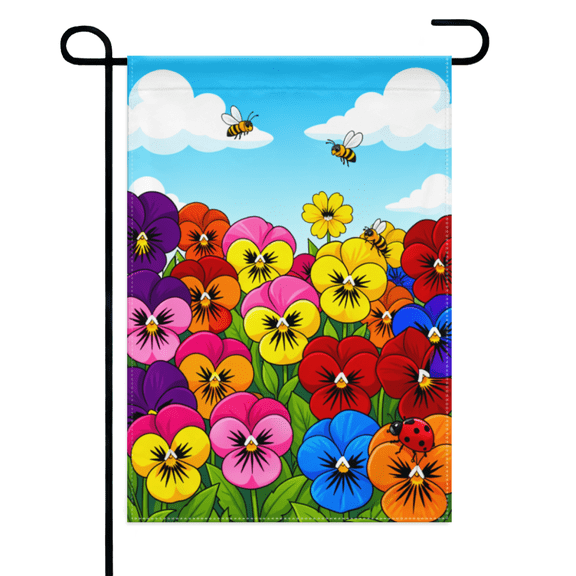 Pansy Flower Garden Flag 12×18in Double Sided Vibrant Spring Summer Floral UV Protected Fade Resistant Weatherproof Decor For Outdoor Porch Lawn Patio Yard Home
