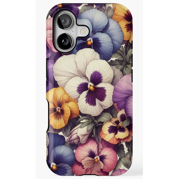 Pansy Flower Purple Floral Bloom Design Spring Garden Painting Phone Case for iPhone 17 16 15 14 13 12 11 Pro Max