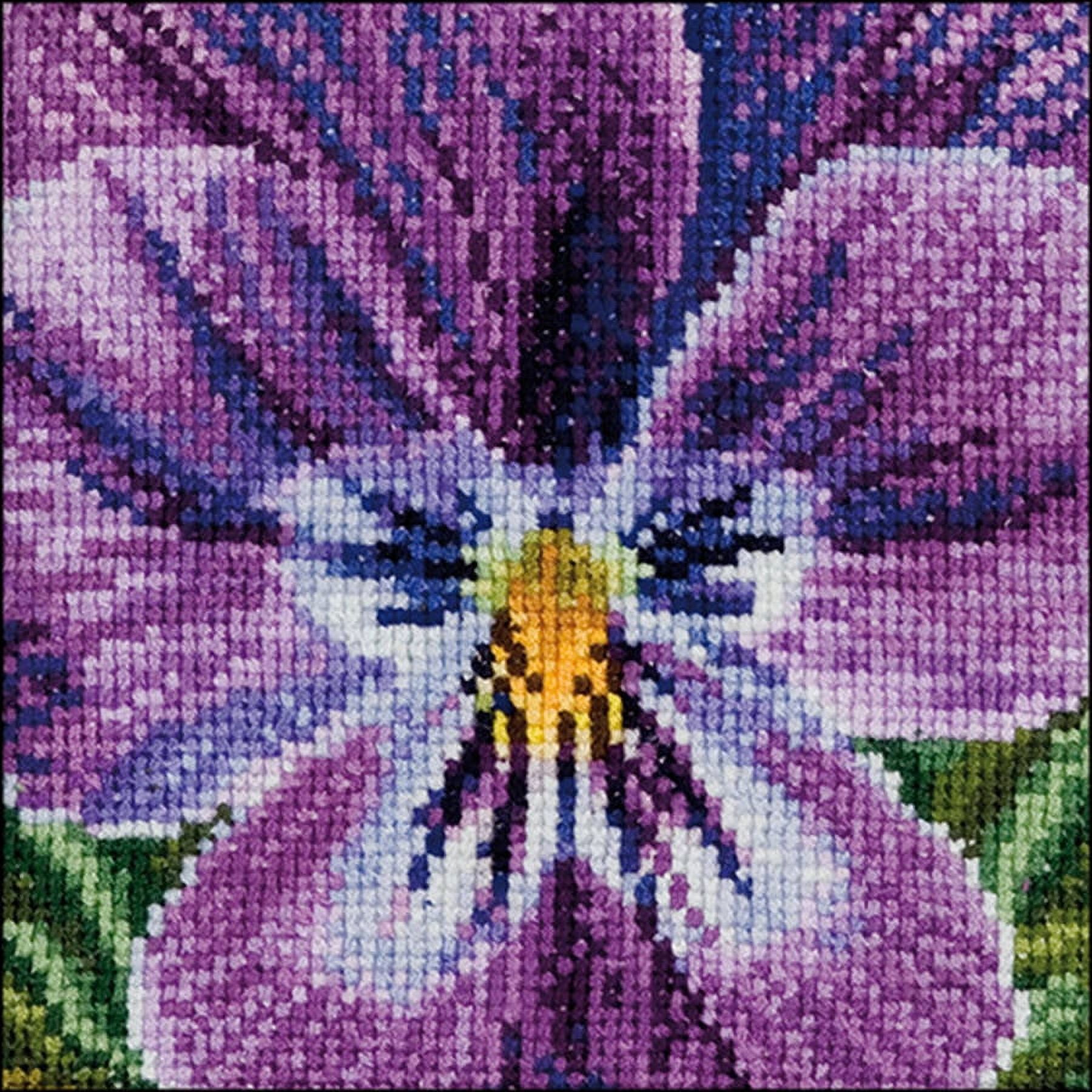 Pansy IV On Aida Counted Cross Stitch Kit, 3.75" x 3.75", 18 Count