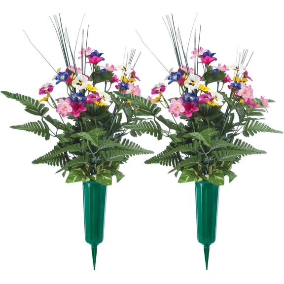 Pansy Memorial Bouquet by OakRidgeTM, Set of 2