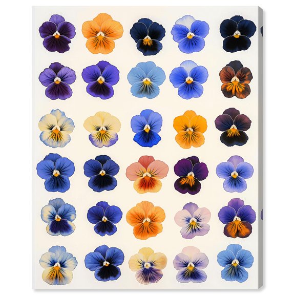Pansy Patch Grid I Canvas Print Flower Art Decor by Art Remedy, Gallery Wrapped, 20 x 24