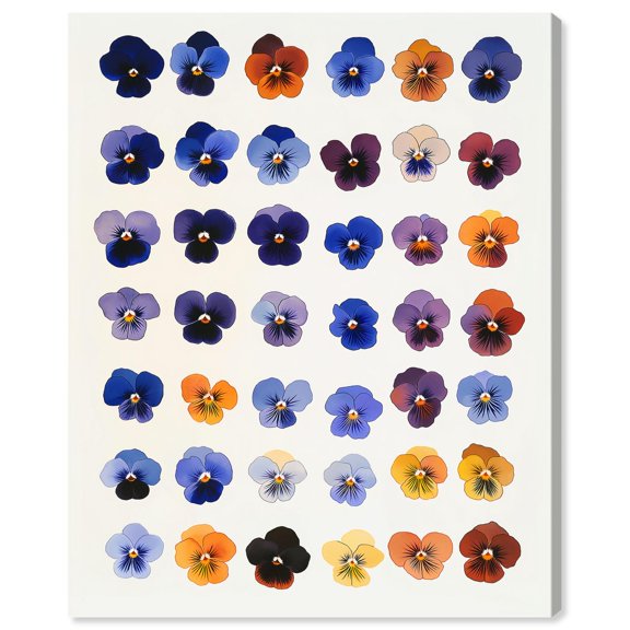 Pansy Patch Grid II Canvas Print Flower Art Decor by Art Remedy, Gallery Wrapped, 30 x 36