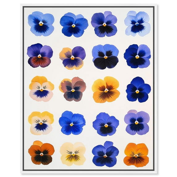 Pansy Patch Grid III Canvas Print Flower Art Decor by Art Remedy, White Frame, 16 x 20