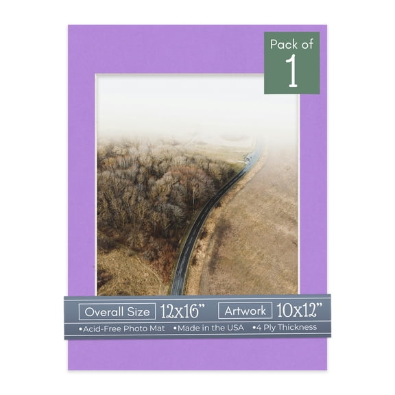 Pansy Purple Picture Frame Mat for 12x16 Frames - Fits 10x12 Photos - 1 Mat