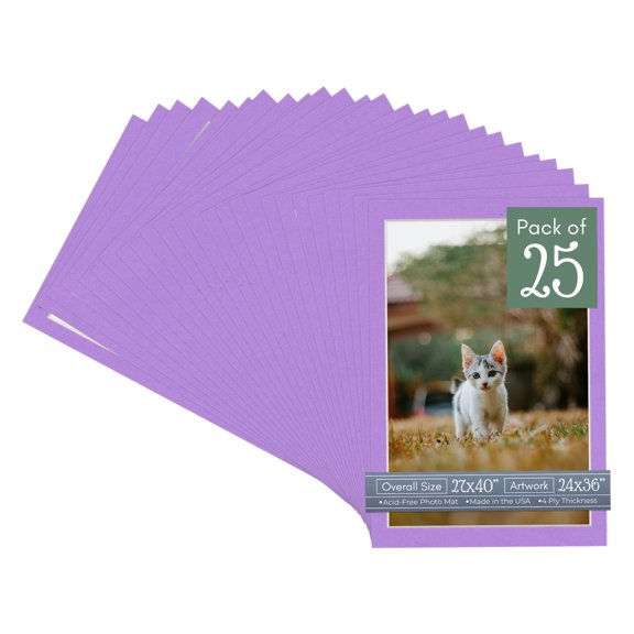 Pansy Purple Picture Frame Mat for 27x40 Frames - Fits 24x36 Photos - 25 Mats