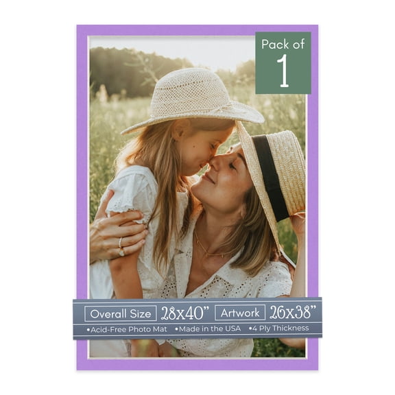 Pansy Purple Picture Frame Mat for 28x40 Frames - Fits 26x38 Photos - 1 Mat