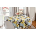 thumbnail image 1 of Pansy Round Tablecloth, High Detailed Roses Flowers Along Butterflies Pattern, Circle Table Cloth Cover for Dining Room Kitchen Decoration, 60", Baby Blue Multicolor, by Ambesonne, 1 of 2