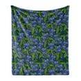 thumbnail image 1 of Pansy Soft Flannel Fleece Throw Blanket, Digitally Generated Demonstration of Petals and Leaves Top View Scene, Cozy Plush for Indoor and Outdoor Use, 70" x 90", Ceil Blue Green Emerald, by Ambesonne, 1 of 5