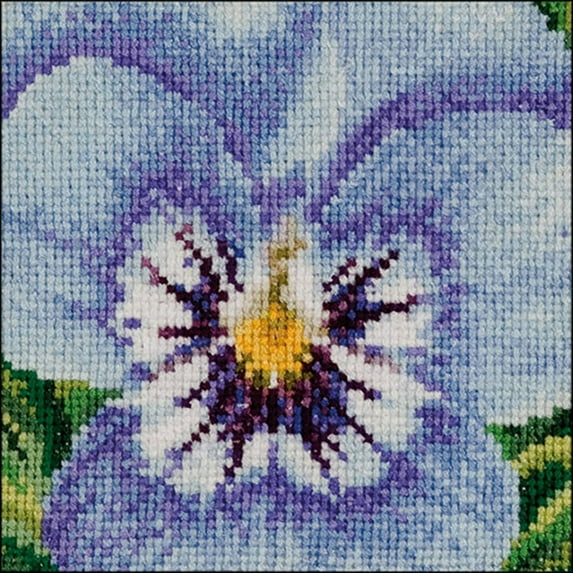 Pansy XII On Aida Counted Cross Stitch Kit, 3.75" x 3.75", 18 Count