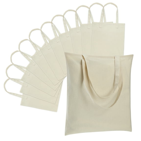 Pansylife 12 Pack Canvas Tote Bag - Lightweight Tote Bags Bulk Blank Reusable Grocery Bags for DIY Shopping Gift Sublimation Activity - Beige