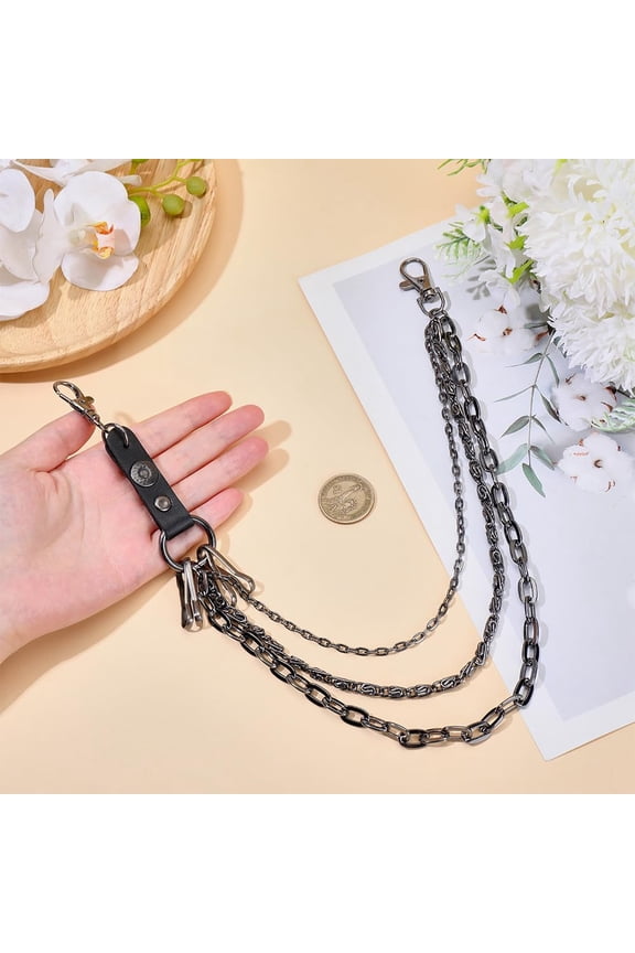Pant Chains Punk Key Lock Charm Trousers Jeans Wallet Chain Biker Keychain Hip Hop Gunmetal Metal 2 Layer Jewelry Gothic Rock