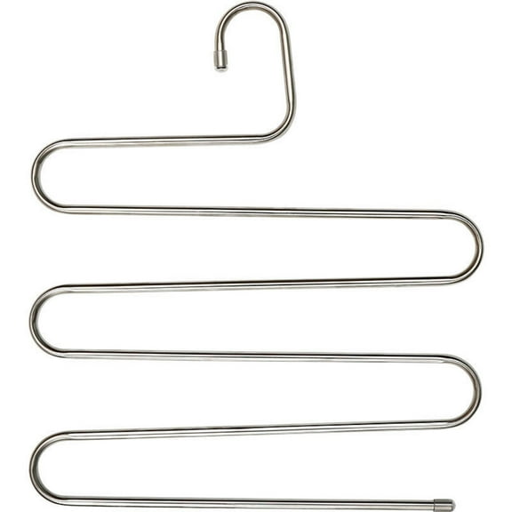 Pant Hanger For Multiple Pants S Shape Trouser Hanger Pants Hanger Multi Layer S Style Jeans Trouser Hanger Stainless Steel Clothes Hanger Space Saving For Pants Jeans Scarf Ha(Silver,14.5x13")