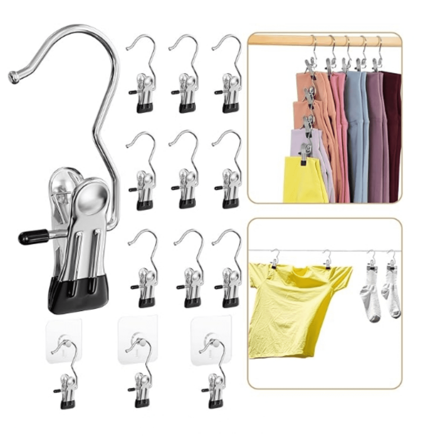 Pant Hangers with Clips, Hanger Clips, Clothes Pins, Space Saving ...