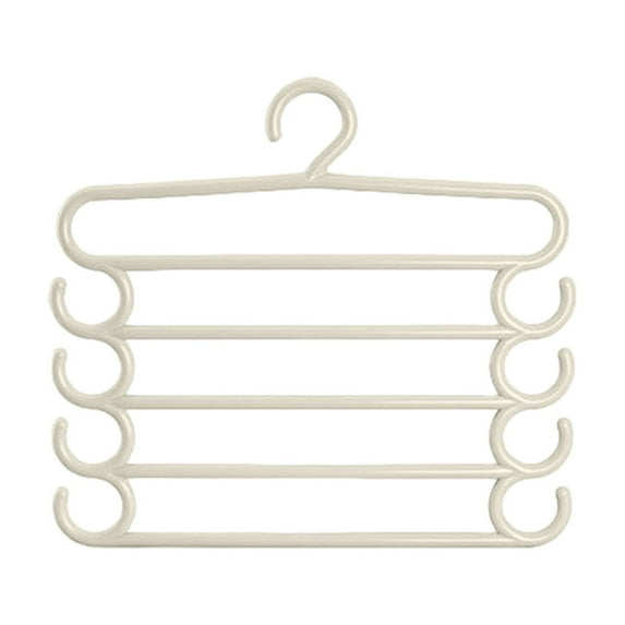 Pant Hangers with Clips Space Saving 5 Tier Multifunctional Hanger for Pants, Ties, Belts, Sturdy Plastic Closet Organizer