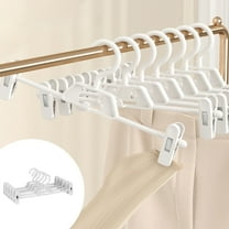 Pant Skirt Hangers with Clips 5 Pack - Space Saving Stackable Shorts Hangers with Clips - Non-Slip, Adjustable for Women, Men